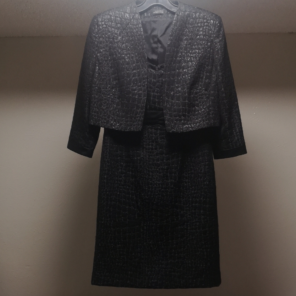 NWOT Tahari Elegant Black Jacket and Dress Set - Picture 2 of 15